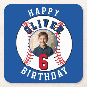 Dessous De Verre Carré Baseball Ball Kids Photo Anniversaire