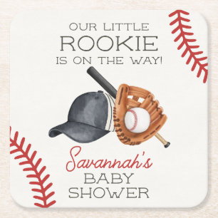 Dessous De Verre Carré Baseball Little Rookie Home Run Baby shower