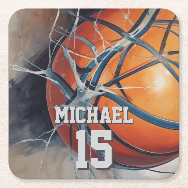 Dessous De Verre Carré Basket-ball Votre nom (Devant)