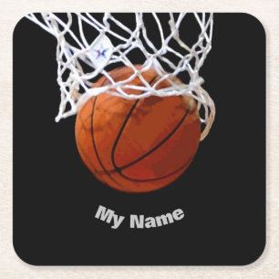Dessous De Verre Carré Basket-ball Votre nom