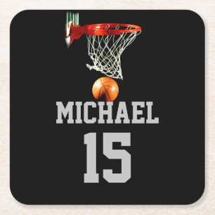 Dessous De Verre Carré Basket-ball Votre nom