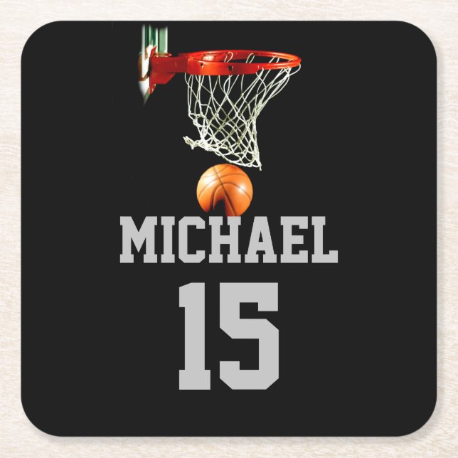Dessous De Verre Carré Basket-ball Votre nom (Devant)