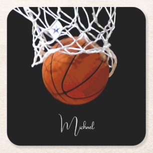 Dessous De Verre Carré Basket-ball Votre nom