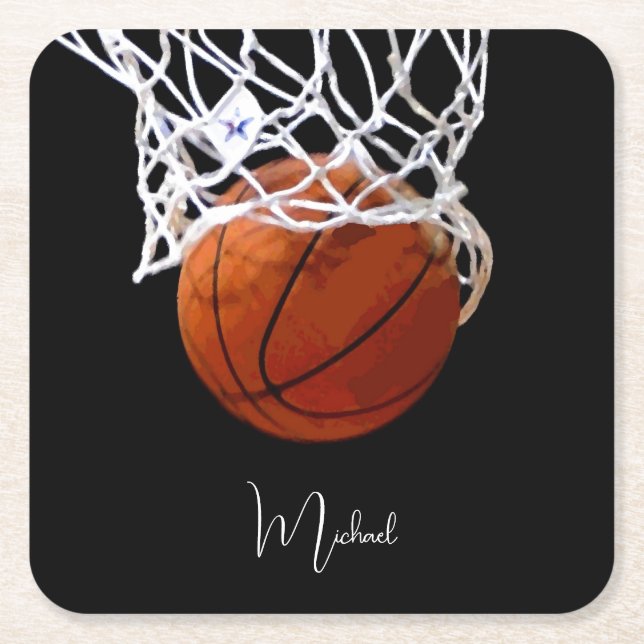 Dessous De Verre Carré Basket-ball Votre nom (Devant)
