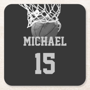 Dessous De Verre Carré Basket-ball Votre nom