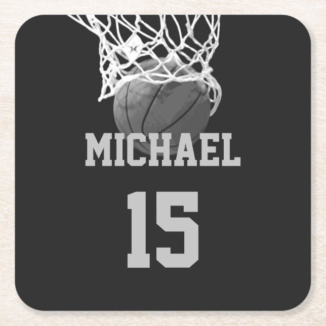 Dessous De Verre Carré Basket-ball Votre nom (Devant)