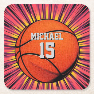 Dessous De Verre Carré Basket-ball Votre nom Pop Art