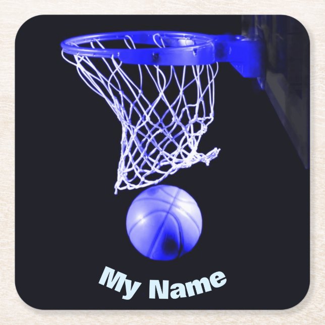 Dessous De Verre Carré Basketball Votre Nom (Devant)