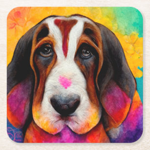 Dessous De Verre Carré Basset hound chien mignon