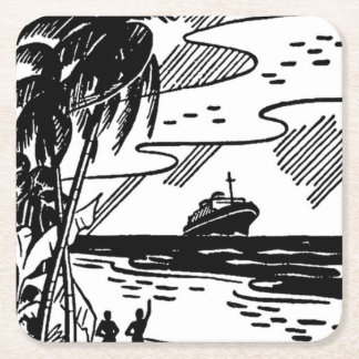Dessous De Verre Carré Bateau de croisière rétro