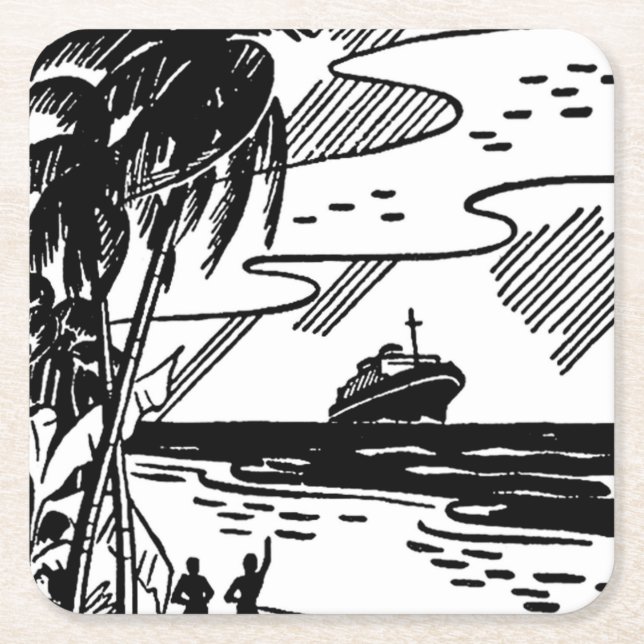 Dessous De Verre Carré Bateau de croisière rétro (Devant)