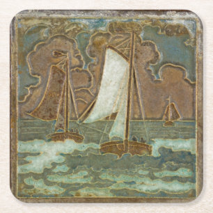 Dessous De Verre Carré Bateaux à voile sur l'océan Art Vintage à thèm