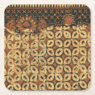 Dessous De Verre Carré Batik Kawung vintage indonésien à motif rustique