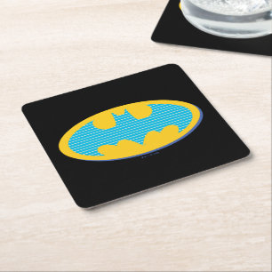 Dessous De Verre Carré Batman   Symbole Cyan Stripes