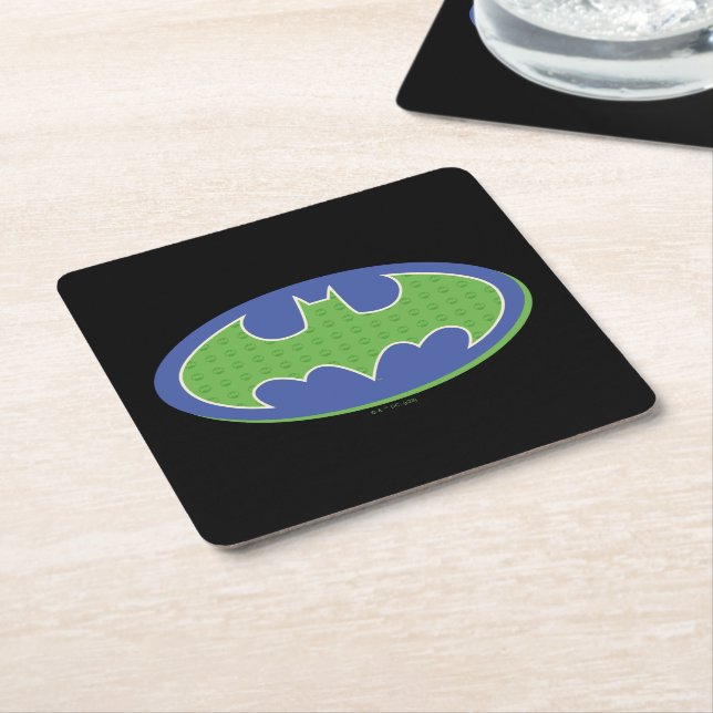 Dessous De Verre Carré Batman | Symbole pourpre et vert (Incliné)