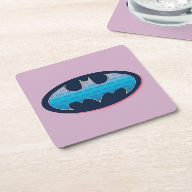 Dessous De Verre Carré Batman | Symbole rose et bleu (Incliné)