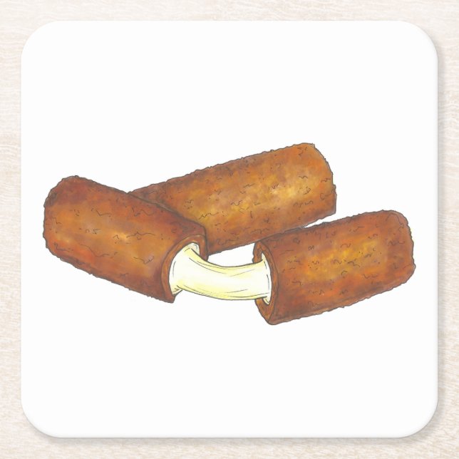 Dessous De Verre Carré Bâtons Mozzarella Fromage Sac Alimentation Enfoncé (Devant)