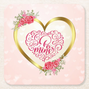Dessous De Verre Carré Be Mine" Texte Vintage : Heureuse Sainte-Valentin