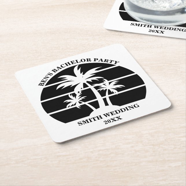 Dessous De Verre Carré Beach Bachelor Party Island Mariage personnalisé (Incliné)