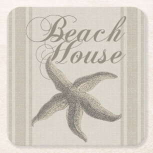 Dessous De Verre Carré Beach House Starfish Seashore