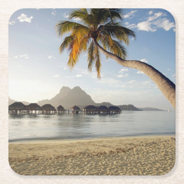 Dessous De Verre Carré Beaches tropicales | Beach Huts, Bora Bora (Devant)