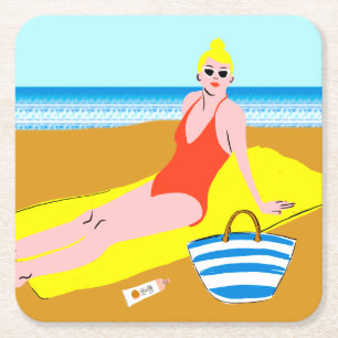 Dessous De Verre Carré Beachy Keen - Jaune