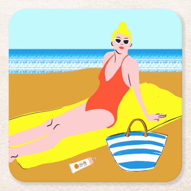 Dessous De Verre Carré Beachy Keen - Jaune (Devant)