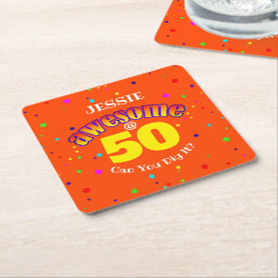 Dessous De Verre Carré BEAU 50E ANNIVERSAIRE D'Orange