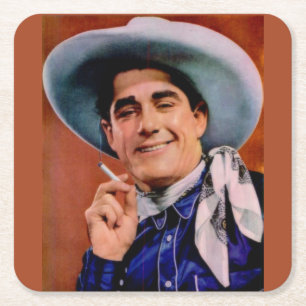 Dessous De Verre Carré beau cowboy avec cigarette