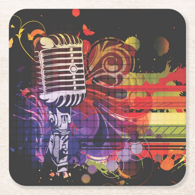 Dessous De Verre Carré Beau Dessous de verre de microphone (Devant)