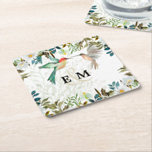 Dessous De Verre Carré Beau HUMMINGBIRDS Couple Mariage