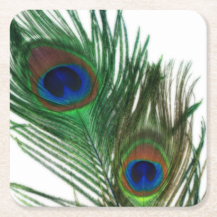 Dessous De Verre Carré Beau paon blanc