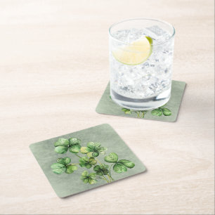 Dessous De Verre Carré Beau Shamrock d'aquarelle verte