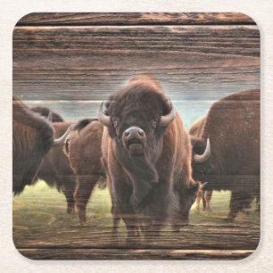 Dessous De Verre Carré Beau troupeau de bisons