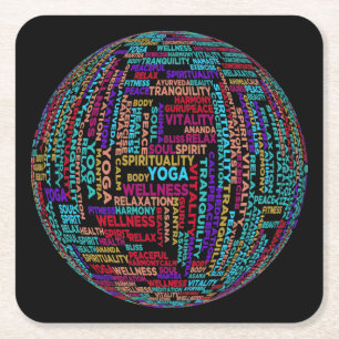 Dessous De Verre Carré Beau Yoga Wellness & Harmony Globe
