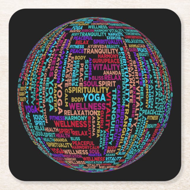 Dessous De Verre Carré Beau Yoga Wellness & Harmony Globe (Devant)