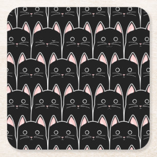 Dessous De Verre Carré Beaucoup de Motif de chats noirs
