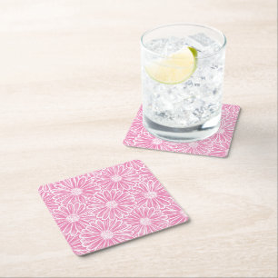 Dessous De Verre Carré Beautiful Daisy Flower, Halftone Illustration