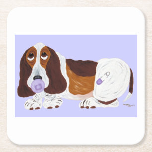 Dessous De Verre Carré Bébé Basset Hound