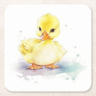 Dessous De Verre Carré Bébé Canard 2 Dessous de verre en papier aquarelle