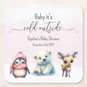 Dessous De Verre Carré Bébé hiver Bébé fille Douche