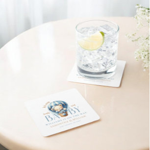 Dessous De Verre Carré Bébé Ours Bleu Balloon Ride