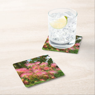 Dessous De Verre Carré Bel arbre d'Albizia en fleurs