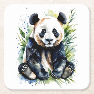 Dessous De Verre Carré Belle aquarelle Panda Bear