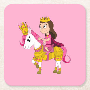 Dessous De Verre Carré Belle caricature princesse lancer oreiller