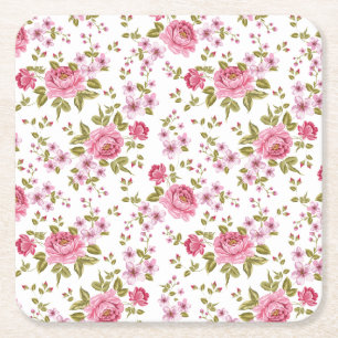 Dessous De Verre Carré Belle Chic motif floral rose design