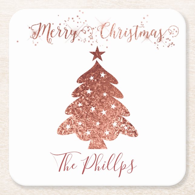 Dessous De Verre Carré Belle fausse feuille Joyeux Noël (Devant)