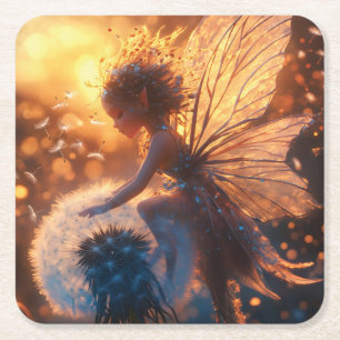 Dessous De Verre Carré Belle fée solaire avec Dandelion