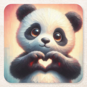 Dessous De Verre Carré Belle Love Heart Panda