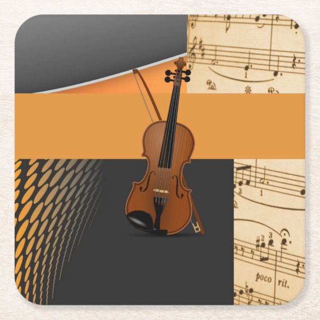 Dessous De Verre Carré Belle musique abstraite violon design (Devant)